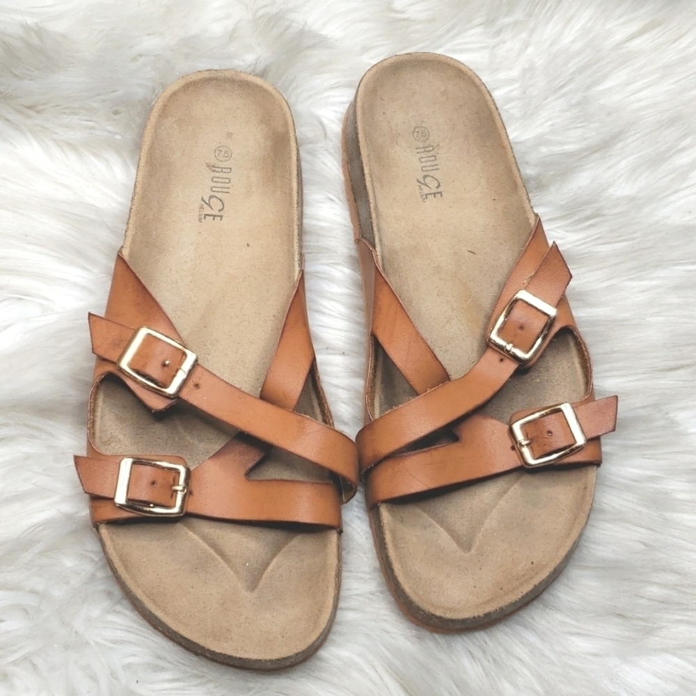ROUGE HELIUM Cork Sole Slides Adjustable straps 7.5
